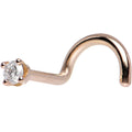 14K Rose Gold Cubic Zirconia Left Nose Stud Screw 18 Gauge 1/4x22 Y9937
