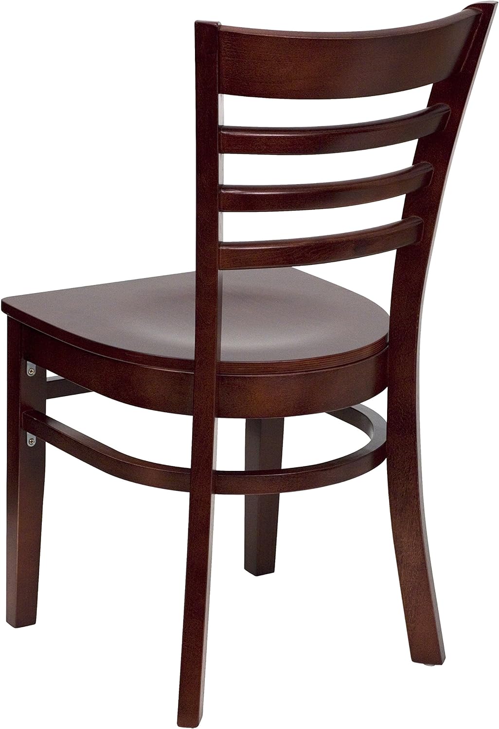 Black Vinyl Seat Ladder Back Cherry Wood Chair A970