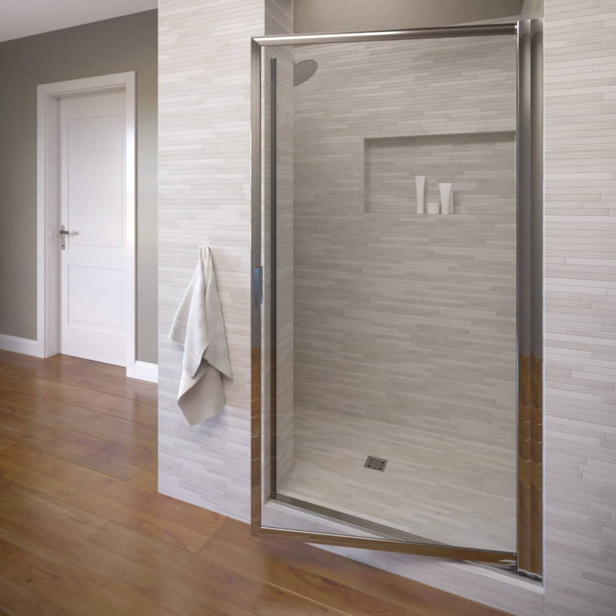 Pivot Framed Shower Door with Silver C474