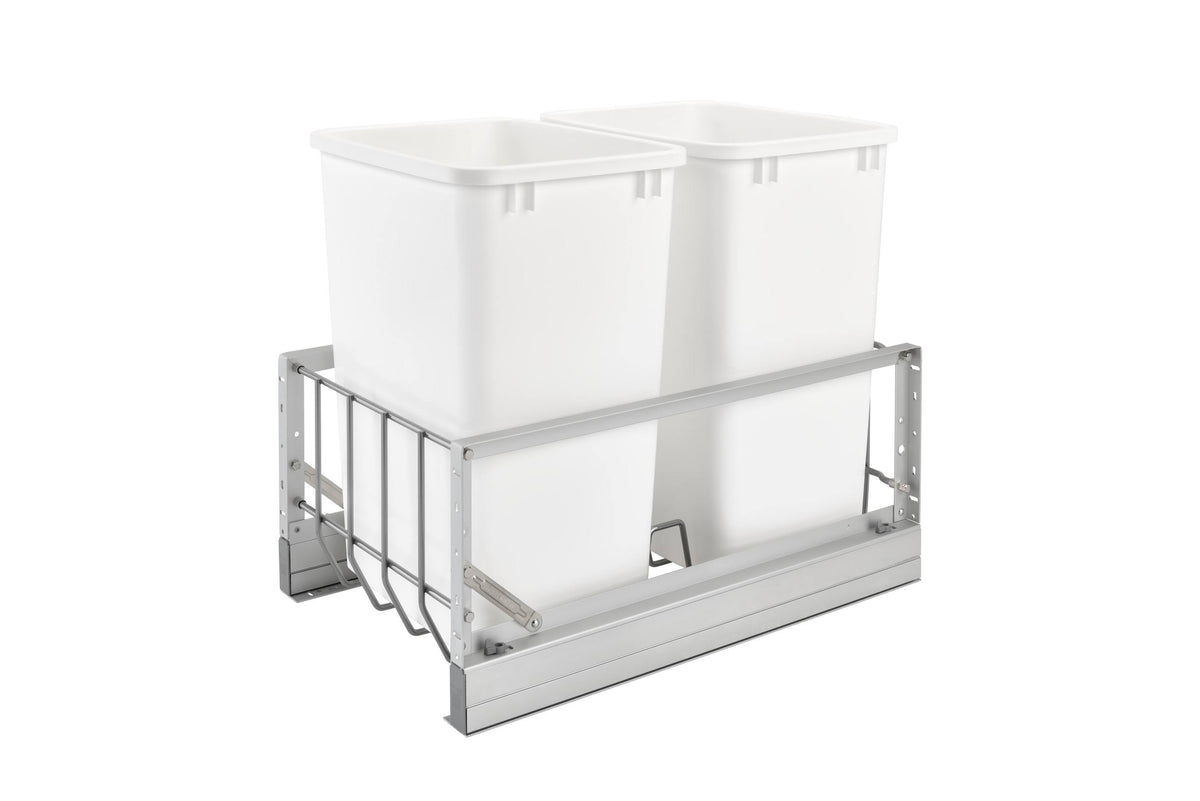 White Double 35-Quart Pull Out Waste Containers O70498