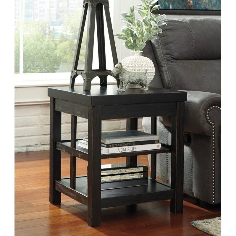 Rubbed Black Square End Table S682107