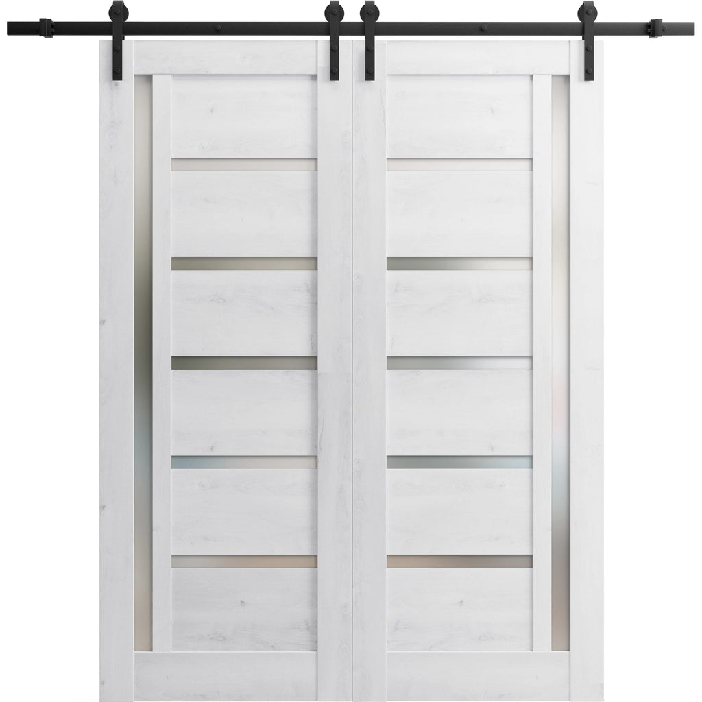Double Barn Door 48 x 80 inches with Frosted Glass B4687