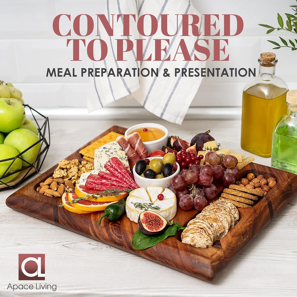 Large Acacia Wood Cutting Board with Stand and Juice Groove E521