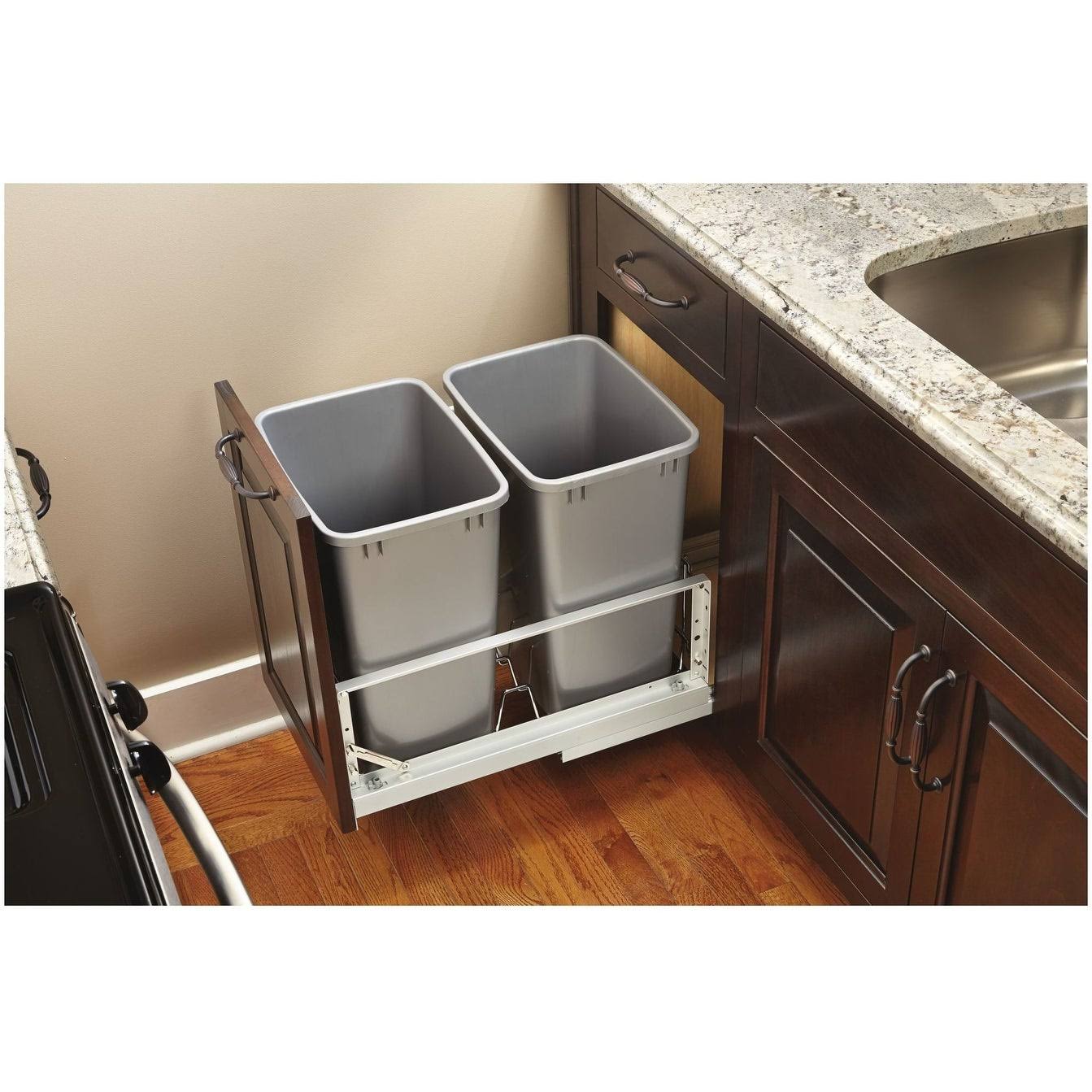 White Double 35-Quart Pull Out Waste Containers O70498