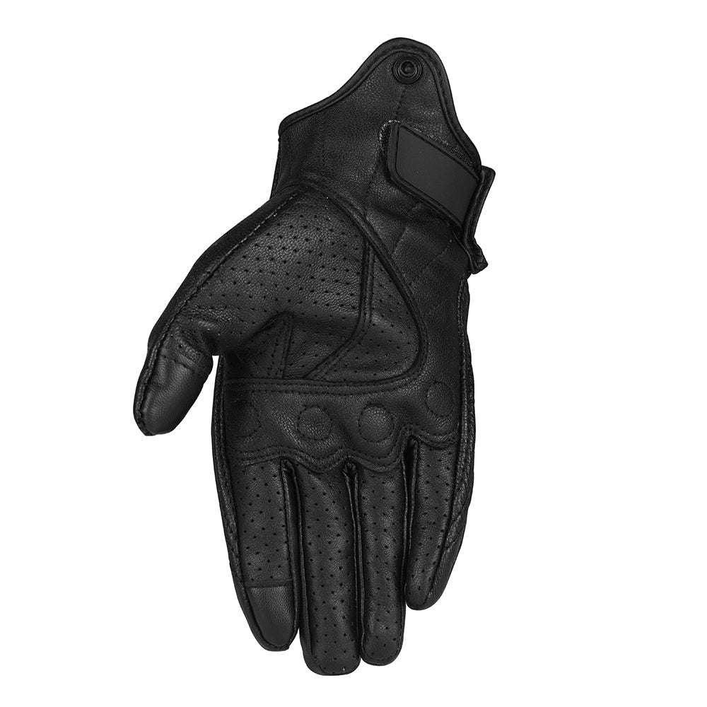 Perforated Full Finger Leather Motorcycle Gloves P13830