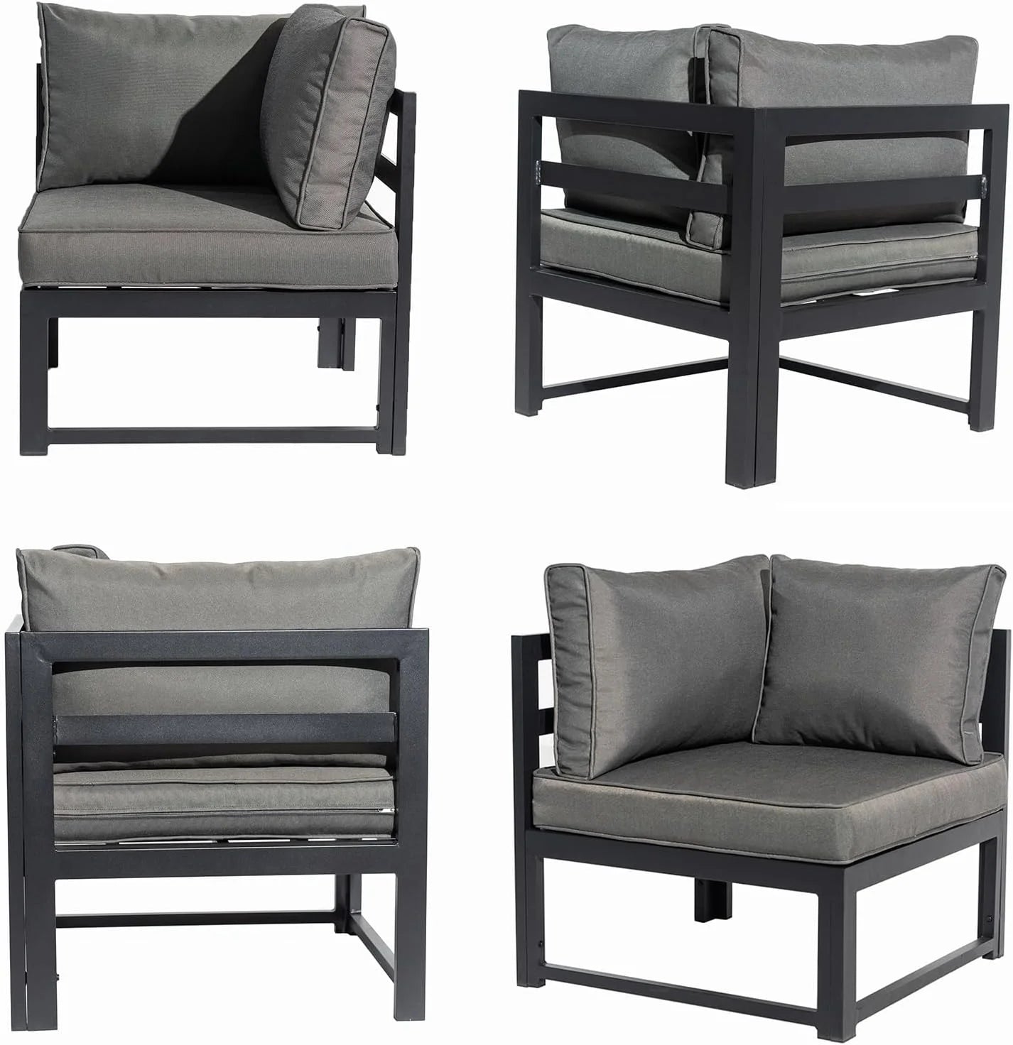 7 Pieces Patio Corner Sofa Set with Coffee Table, Gray D39972