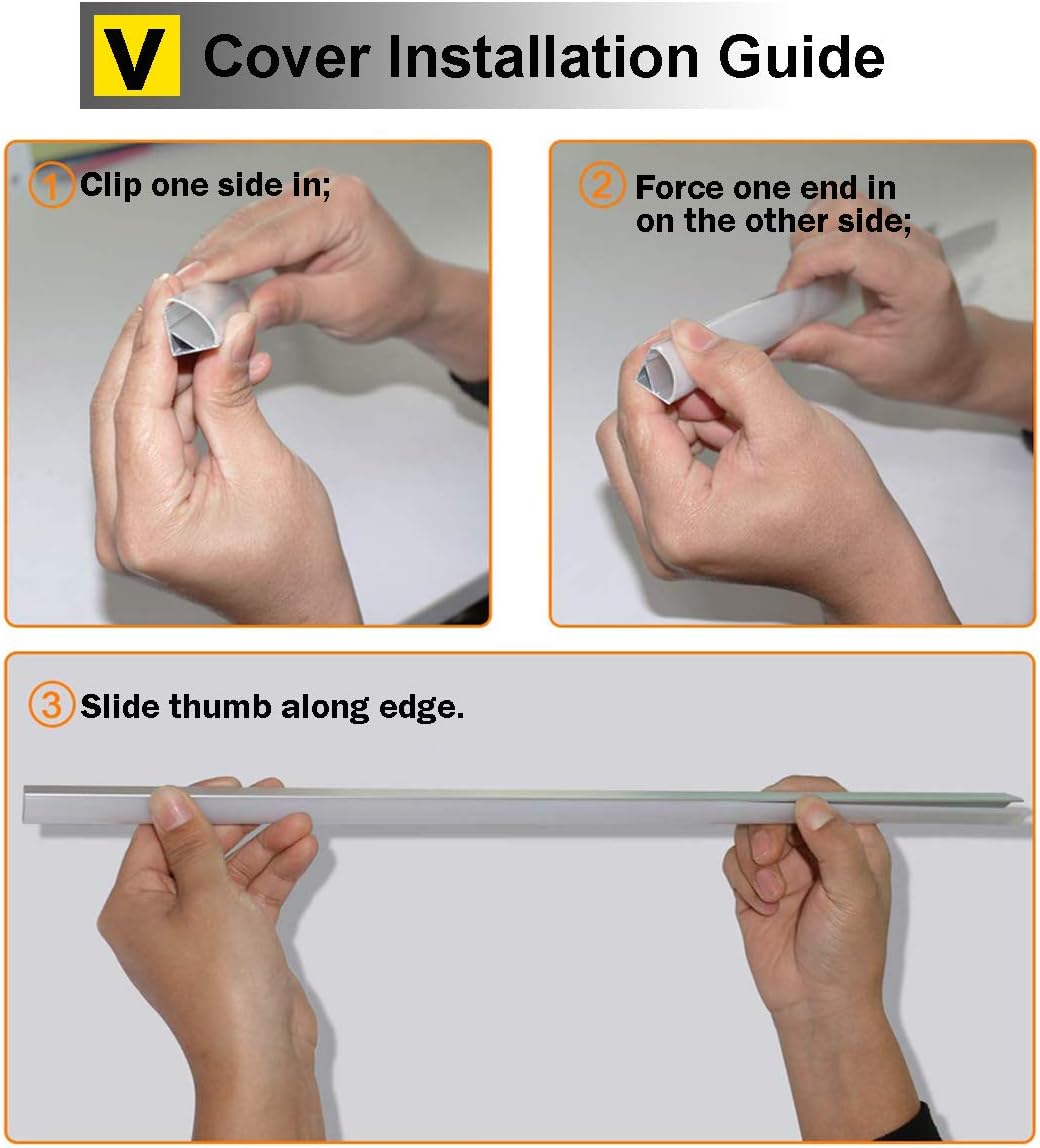 10-Pack 6.6FT LED Aluminum Channel V-Shape with End Caps and Mounting Clips I4418