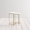 White Metal and Wood 2 Piece Nesting Tables Set A72185