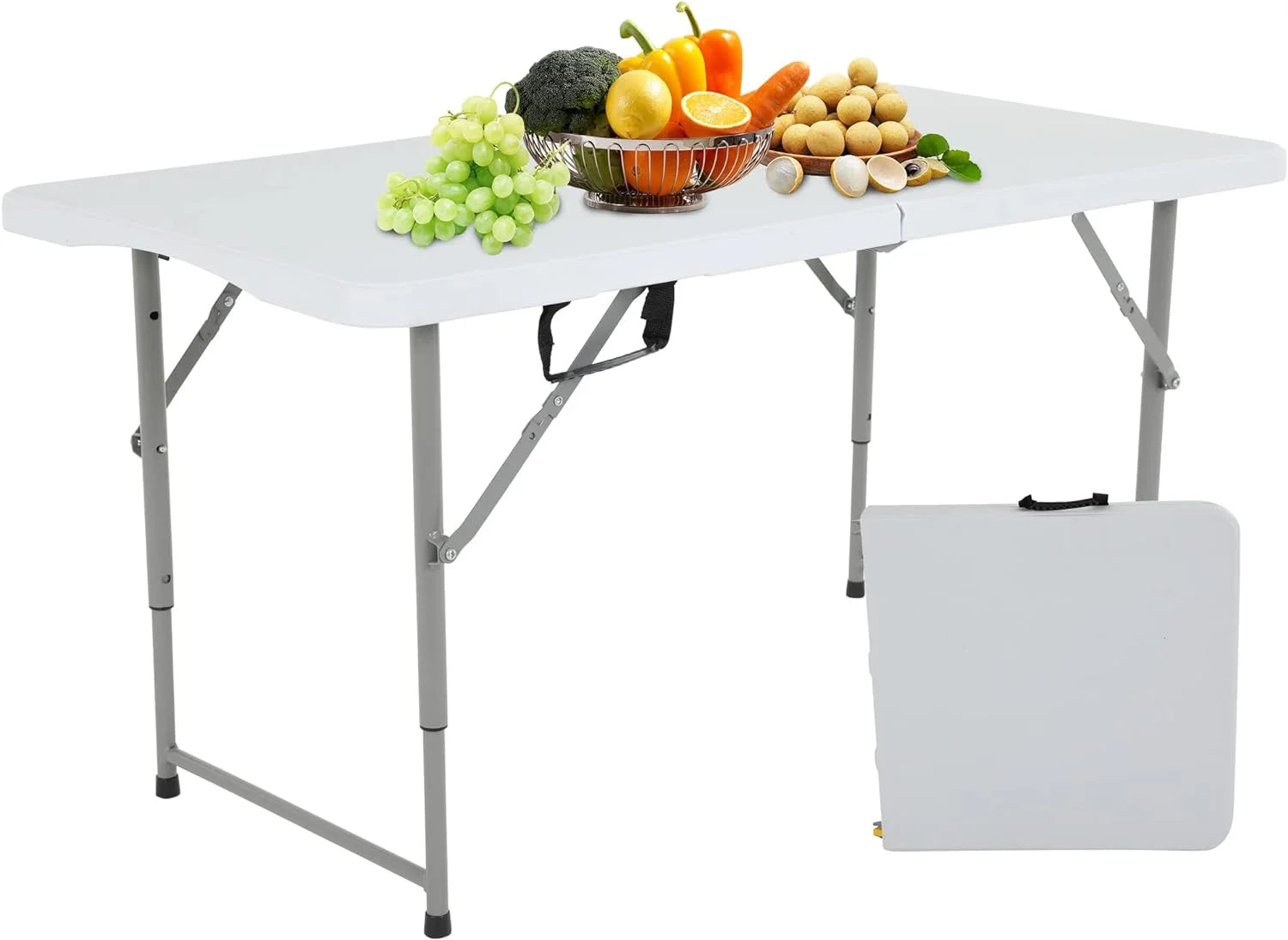 White 4 ft Folding Plastic Table with Handle P4264