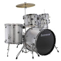 5-piece Complete Drum Set with 22-inch Bass Drum and Cymbals, Silver Sparkle C5874