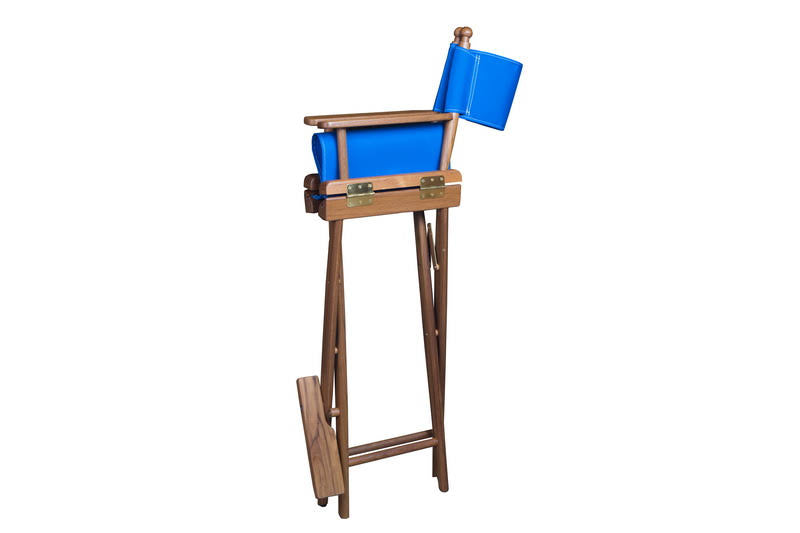 Teak Captain's Chair with Blue Seat Covers L832142