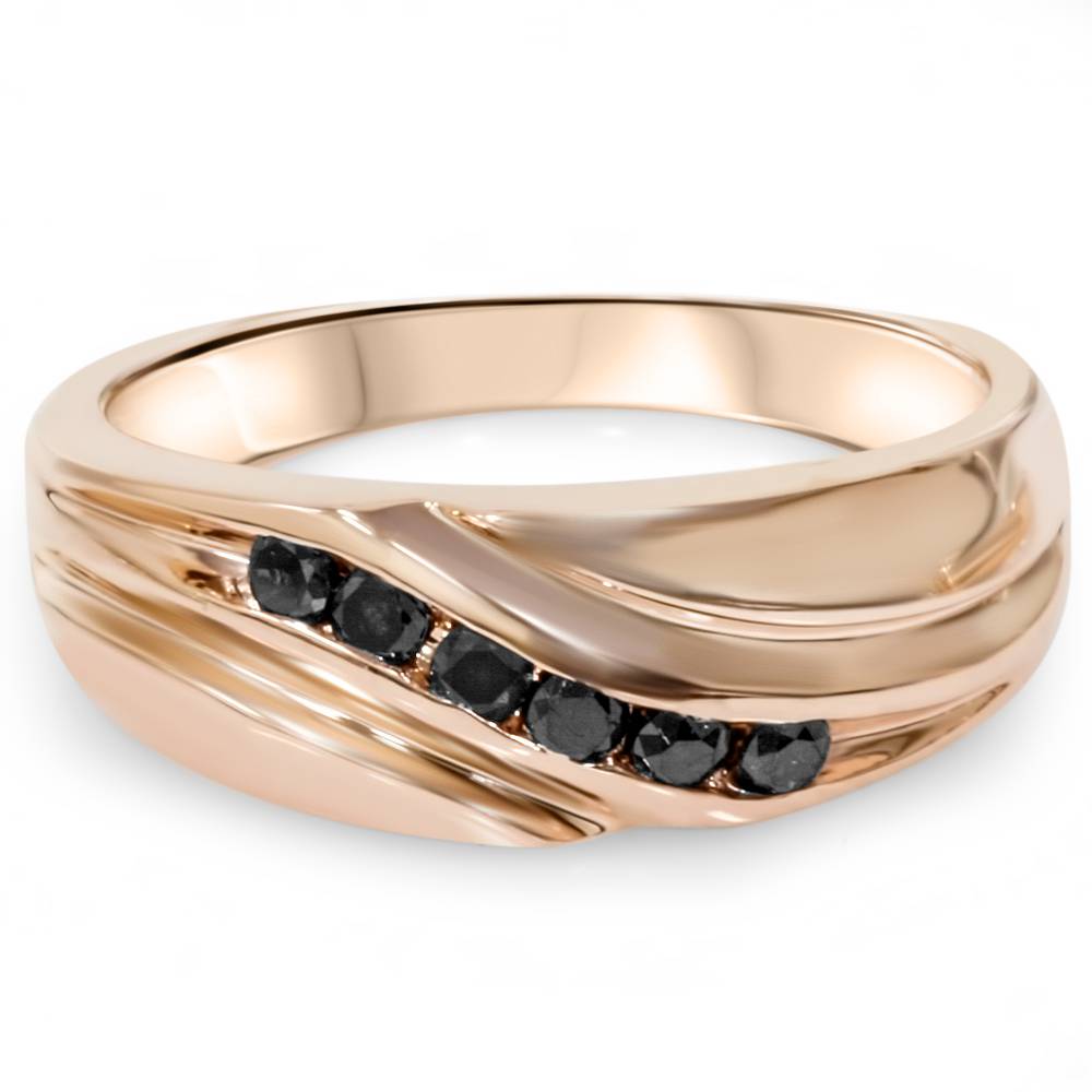 14K Rose Gold Black Diamond Wedding Ring C549