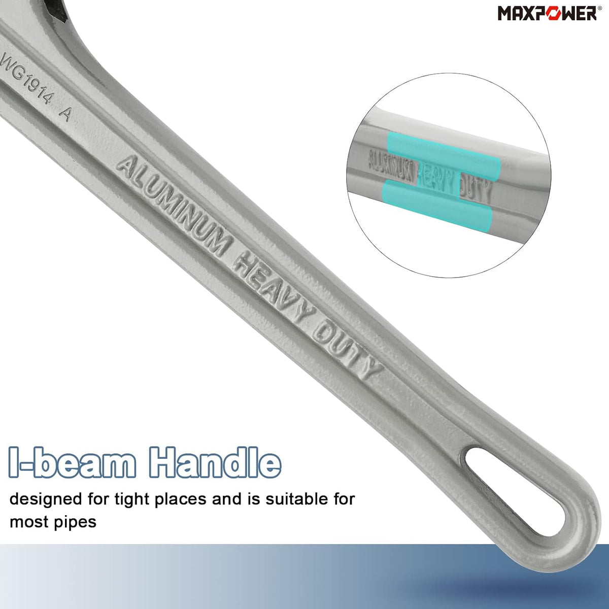 Pipe Wrench Set 10" 14" 18" Aluminum Plumber Wrenches Pack of 2 M92836