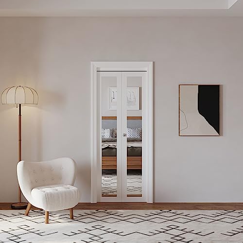 Bi-Fold Mirrored Door 30" x 80" with Hardware Kit F3845