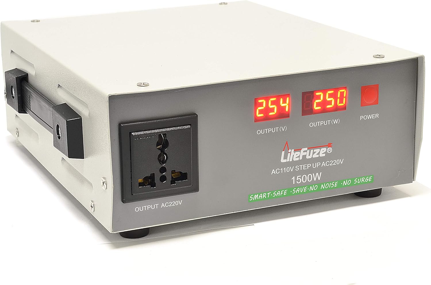 2000-Watt Voltage Converter Transformer with Circuit Breaker Protection G5774