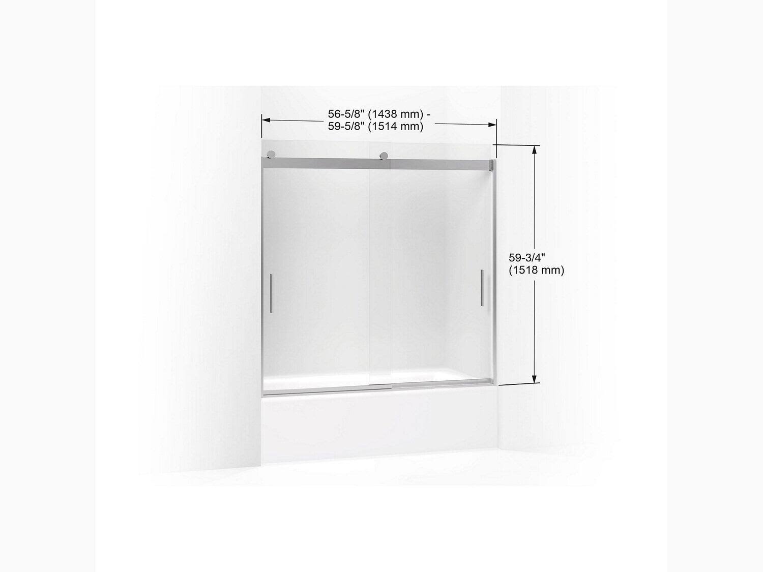Frameless Sliding Bath Door with Frosted Glass, Matte Nickel Z7744