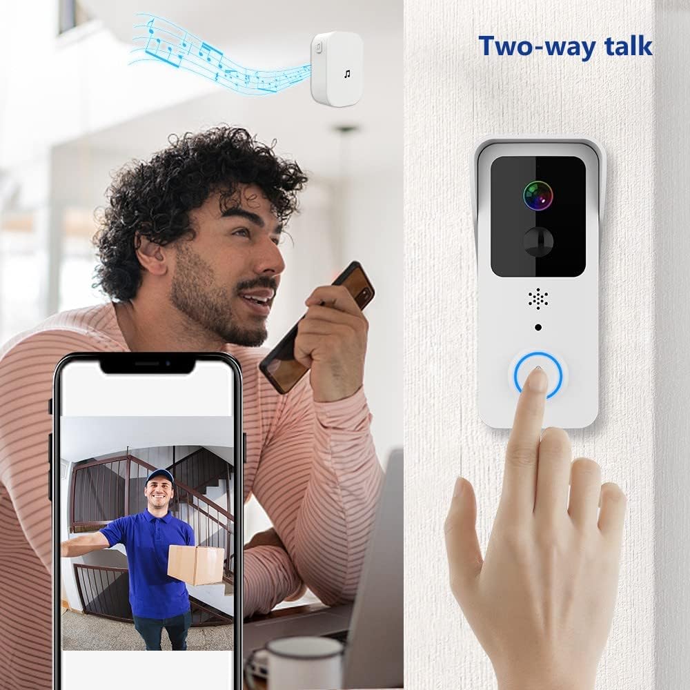 Wireless Video Doorbell Camera 1080p HD, 32GB SD Card, 2.4/5 GHz WiFi, 2-Way Audio, Pack of 2 H3494