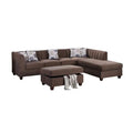 Brown Chenille 3 Piece Sectional Sofa Set F242