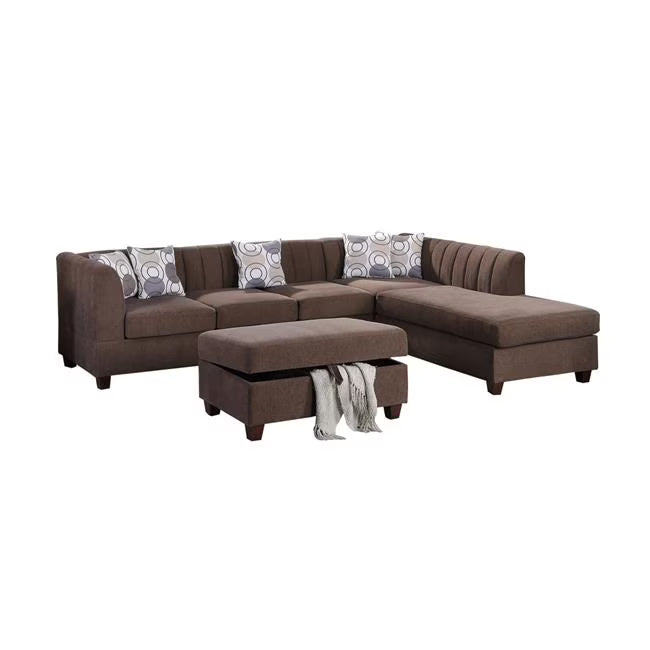 Brown Chenille 3 Piece Sectional Sofa Set F242