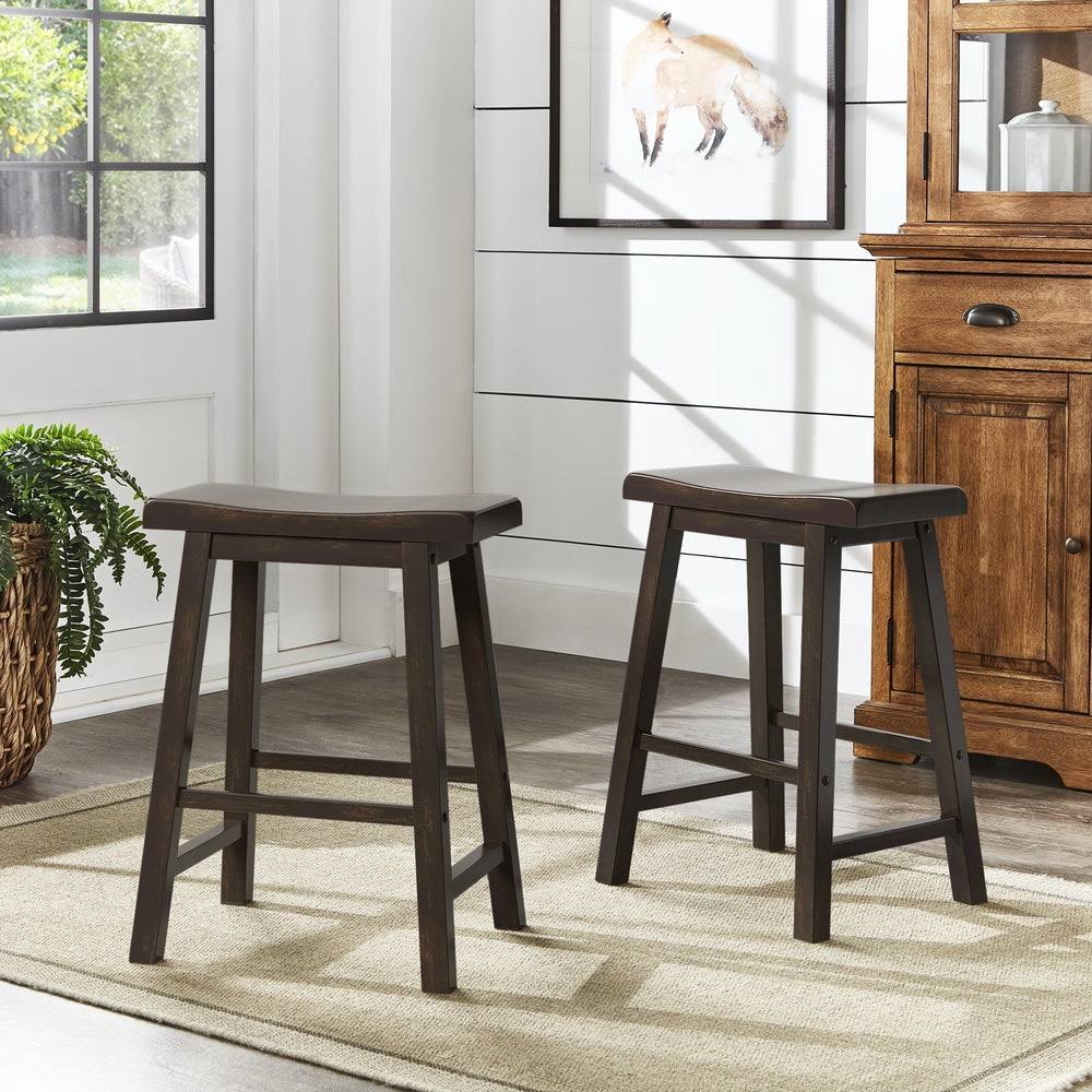 Berry Red Saddle Seat Counter Height Backless Stools Set of 2 W5585