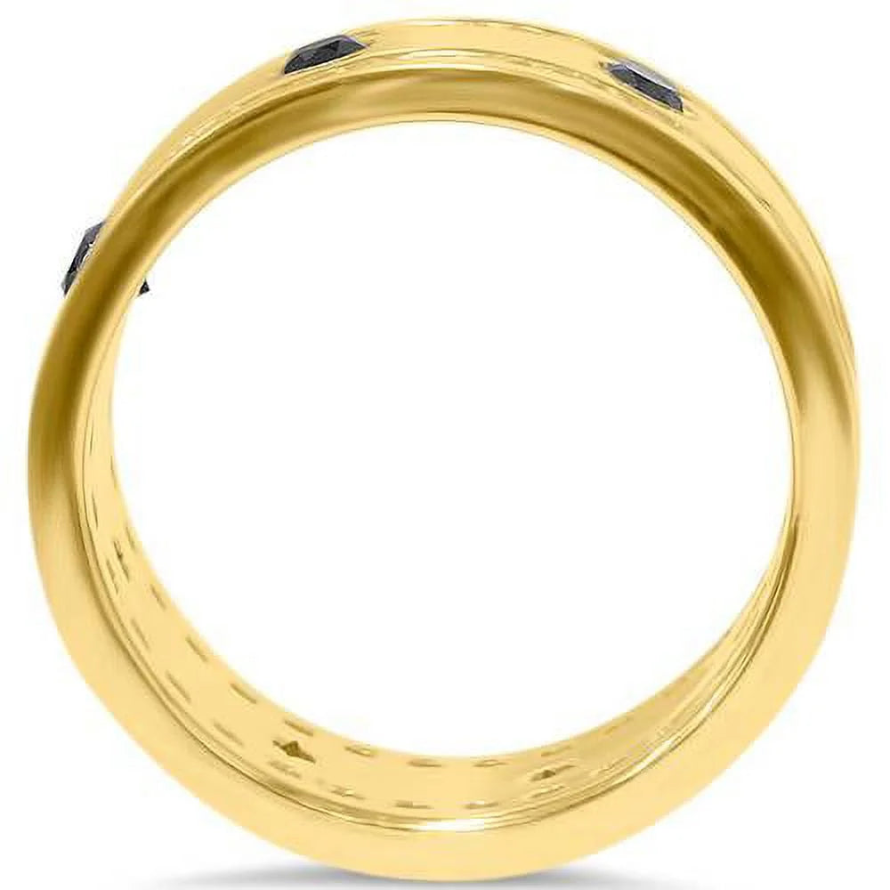 Black & White Diamond Eternity Ring 14K Yellow Gold N30191