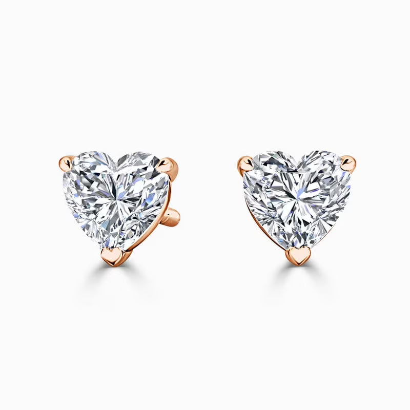 14K Rose Gold Screw Back Moissanite Stud Earrings E921