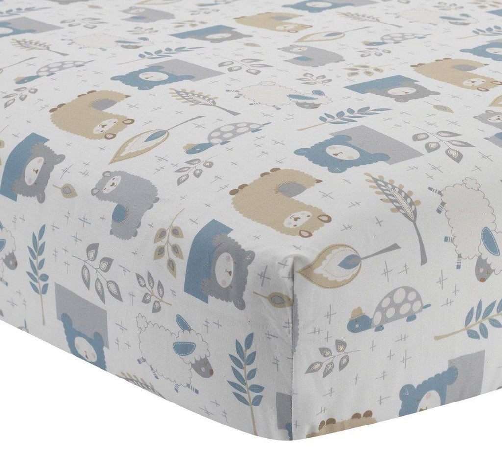 4-Piece Crib Bedding Set, Blue/Grey J5182