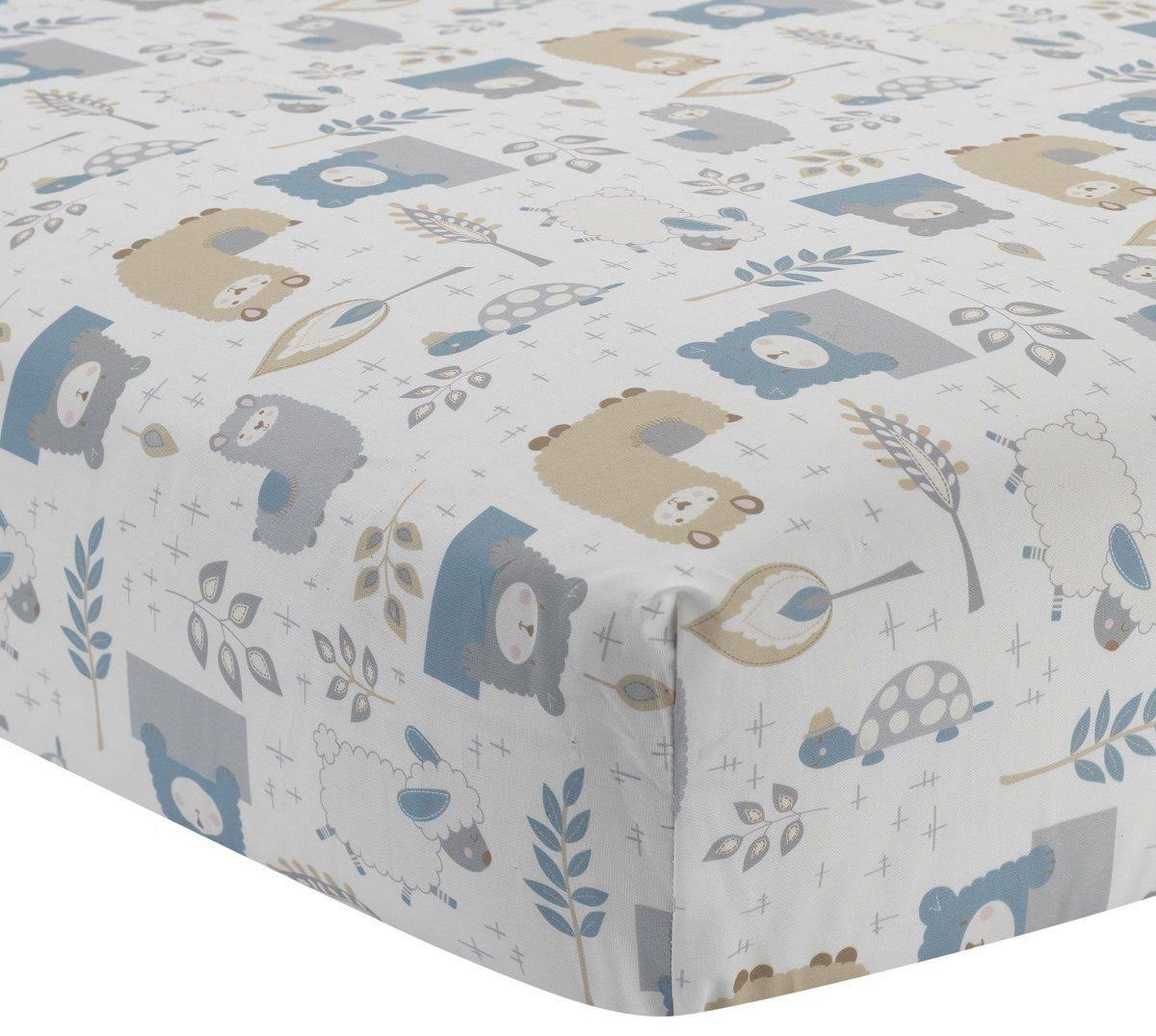 4-Piece Crib Bedding Set, Blue/Grey J5182