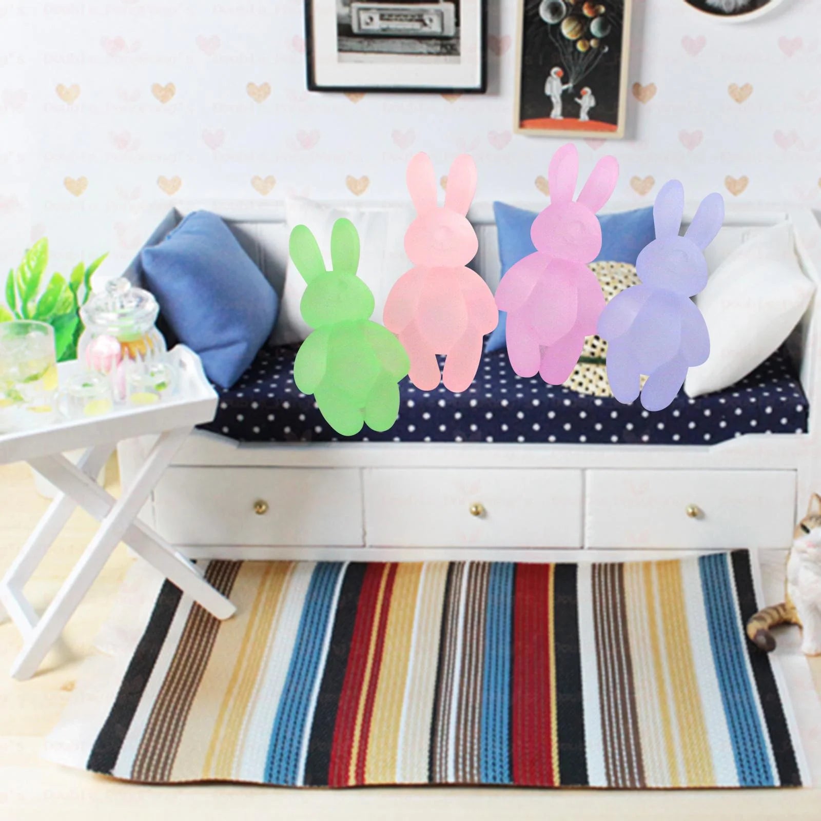 1/12 Scale Resin Rabbit Sculpture Dollhouse Model W7584