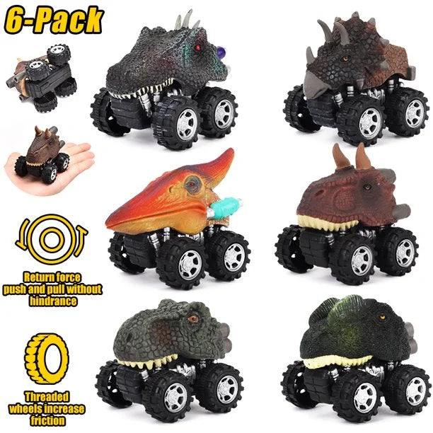 6 Pack Pull Back Dinosaur Cars Toys M6382