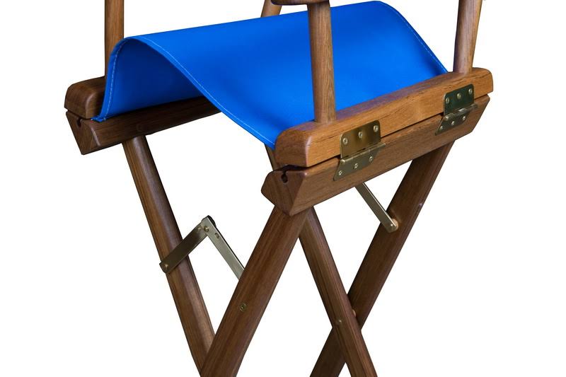 Teak Captain's Chair with Blue Seat Covers L832142