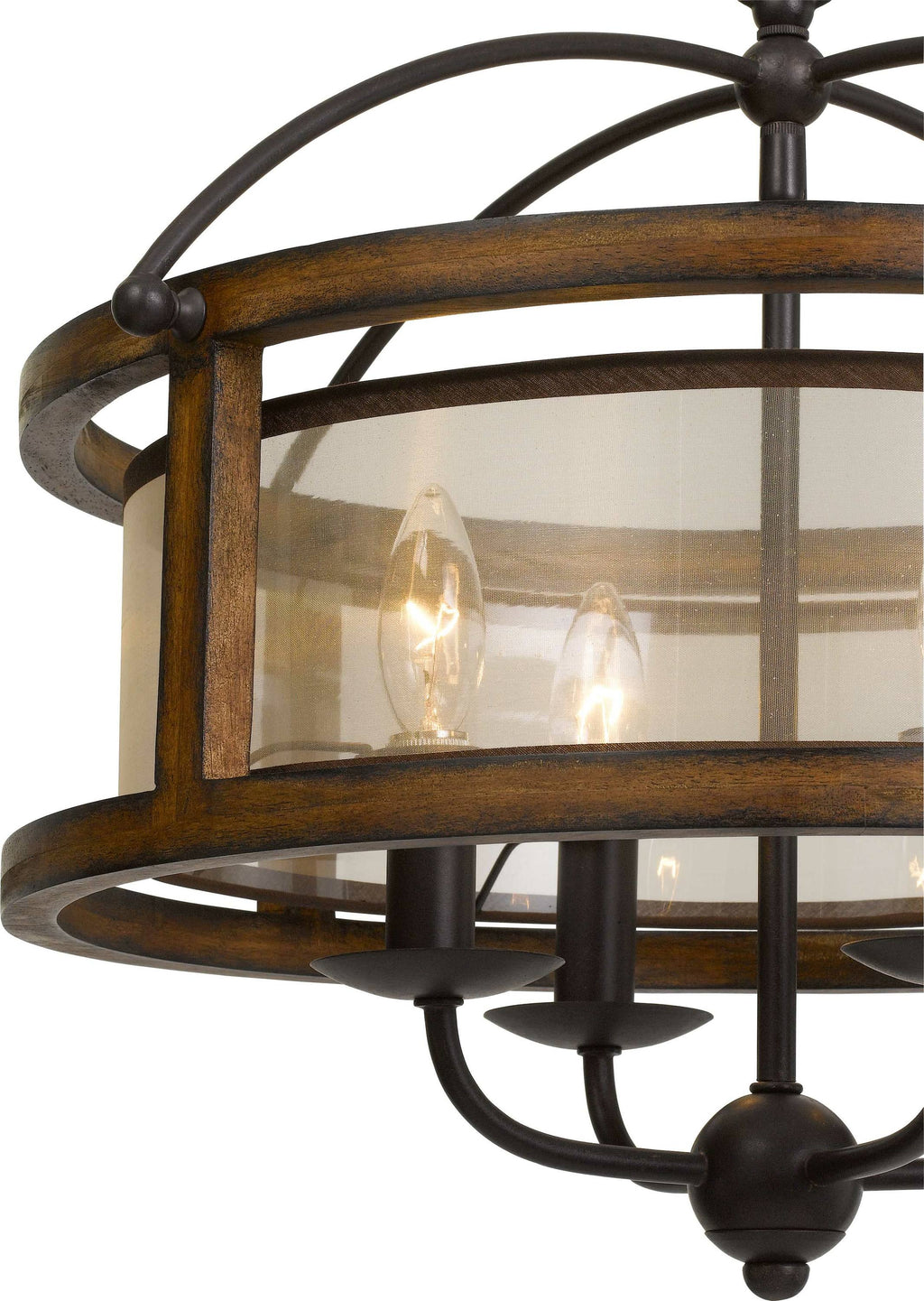 4 Light 20x22 Wide Chandelier Wood L6667