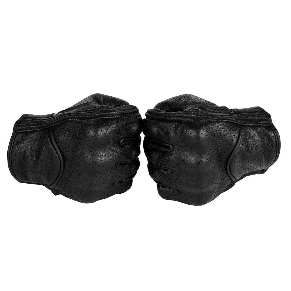 Perforated Full Finger Leather Motorcycle Gloves P13830