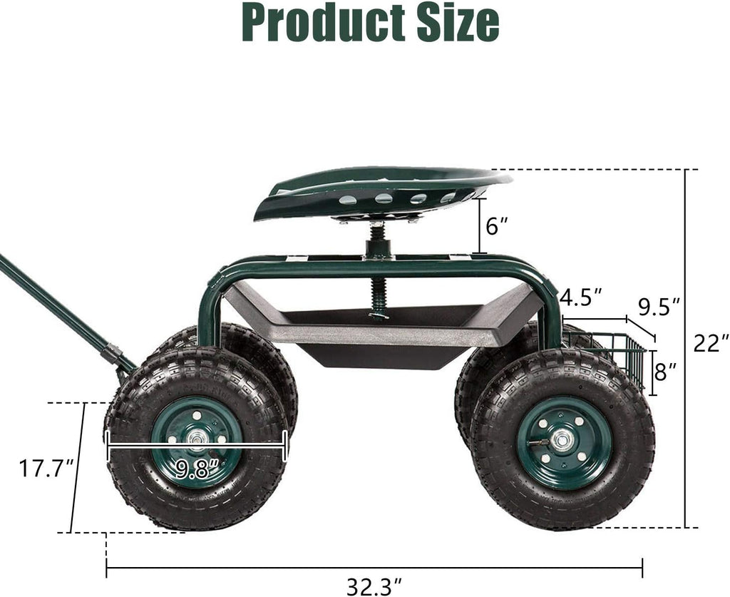 Heavy Duty Rolling Garden Cart Wagon with Extendable Handle X402
