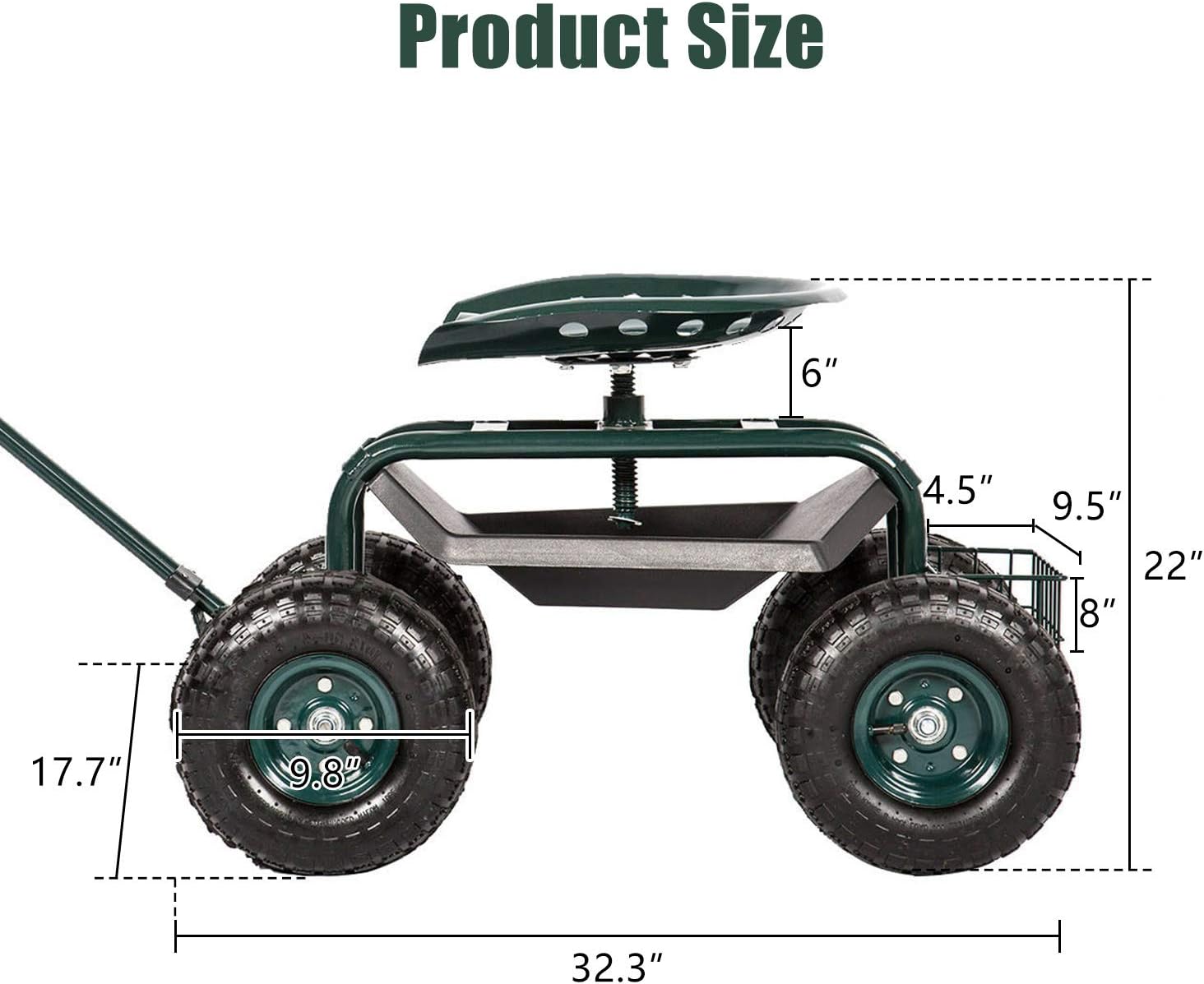 Heavy Duty Rolling Garden Cart Wagon with Extendable Handle X402