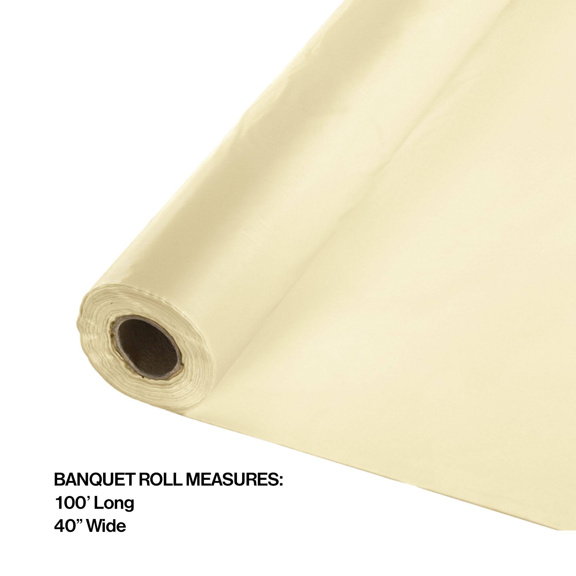 Ivory White Disposable Plastic Table Cloth Rolls S64326