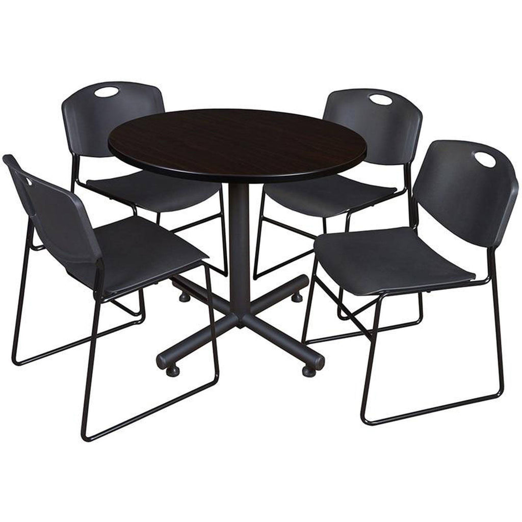 Round Breakroom Table with 4 Stack Chairs R11449