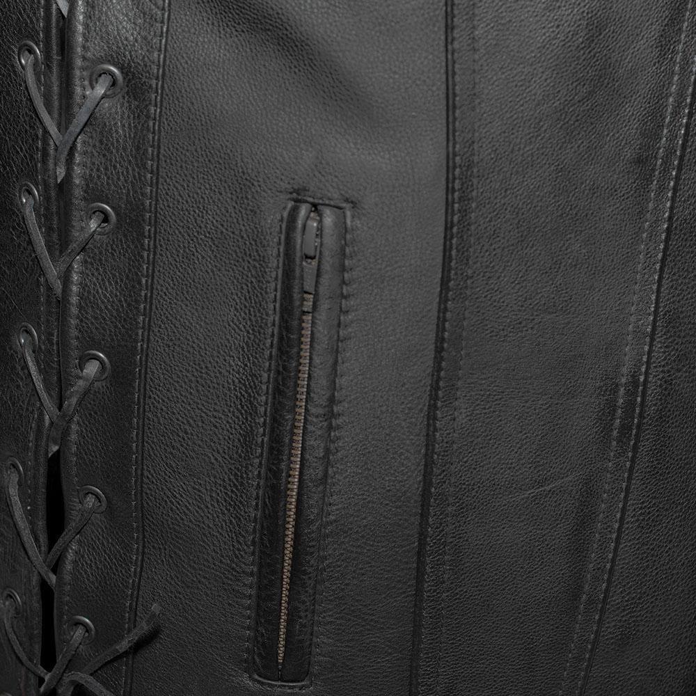 Men's Leather Motorcycle Vest 4XL Black M551951