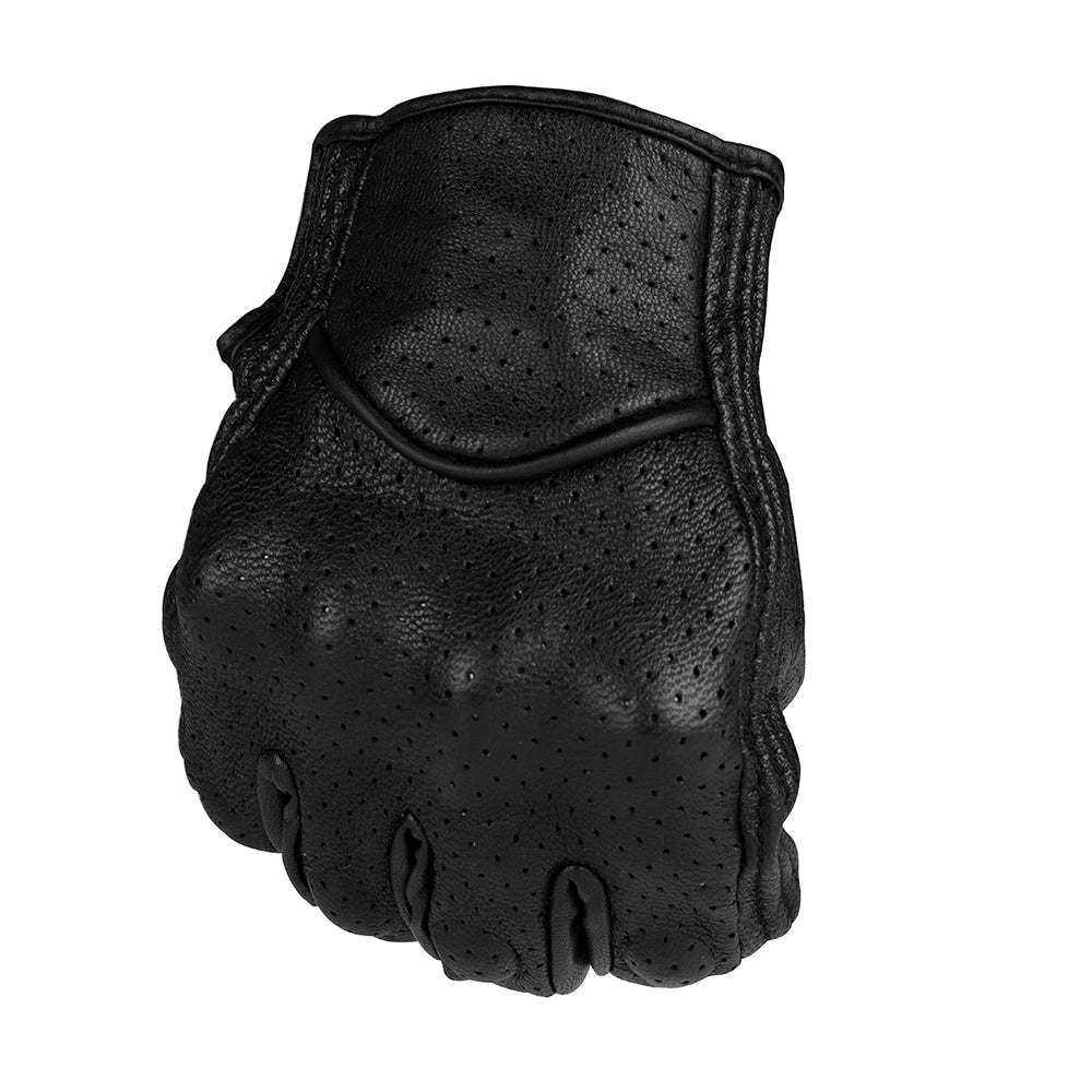 Perforated Full Finger Leather Motorcycle Gloves P13830