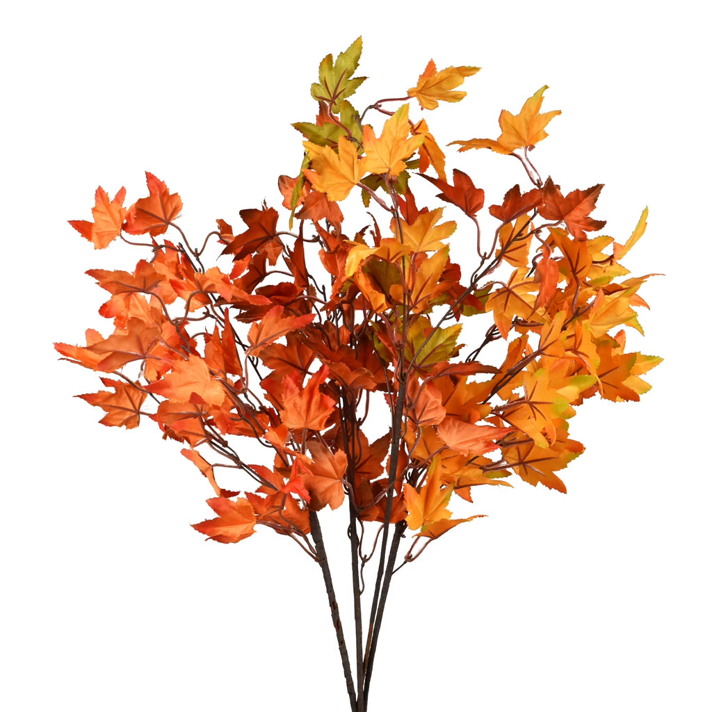 4Pcs Artificial Maple Leaves Branches 23in Orange Y1813