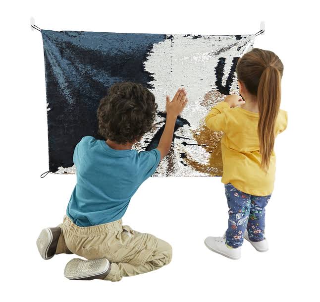 Sensory Sequin Panel, 24 x 36 Inches, Blue/Silver S266
