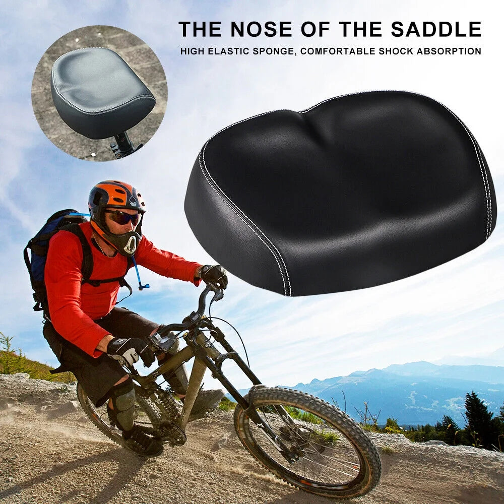 Black Noseless Bicycle Seat Cushion with PU Pad W535760