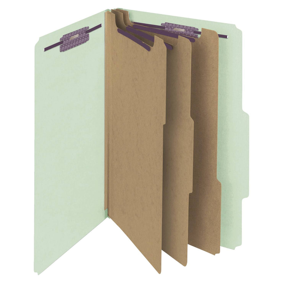 Legal Eight-Section Gray/Green Pressboard Classification Folders 10/Box U17366