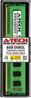 8GB DDR3 / DDR3L 1066MHz Desktop Memory Module (1 x 8GB) PC3-8500 Non-ECC Unbuffered DIMM 240-Pin 2Rx8 1.35V Low Voltage Dual Rank Computer RAM Upgrade Stick Pack of 2 F11427