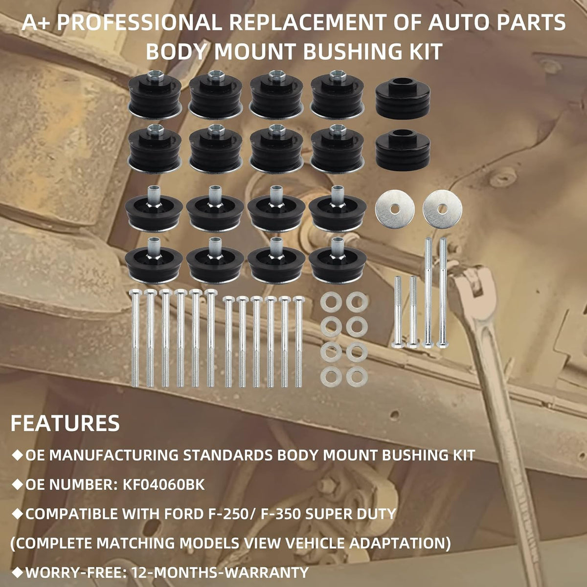 Cab Body Mount Bushing Kit Compatible With 2008-2016 Ford F-250 F-350 Super Duty Z622103