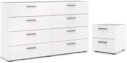 White 8 Drawer Double Dresser and Nightstand L371104