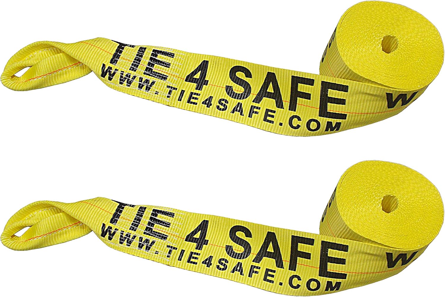 4 x 30' Heavy Duty Twisted Loop Winch Strap Tie Down (Yellow, 10 - Pack) F8037