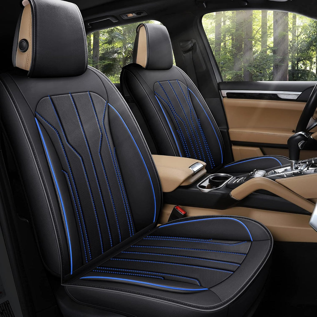 Leather Car Seat Covers, Full Set, Black Red U941722