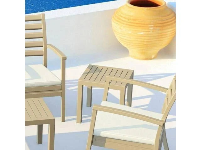 Taupe Square Resin Patio Side Table C284