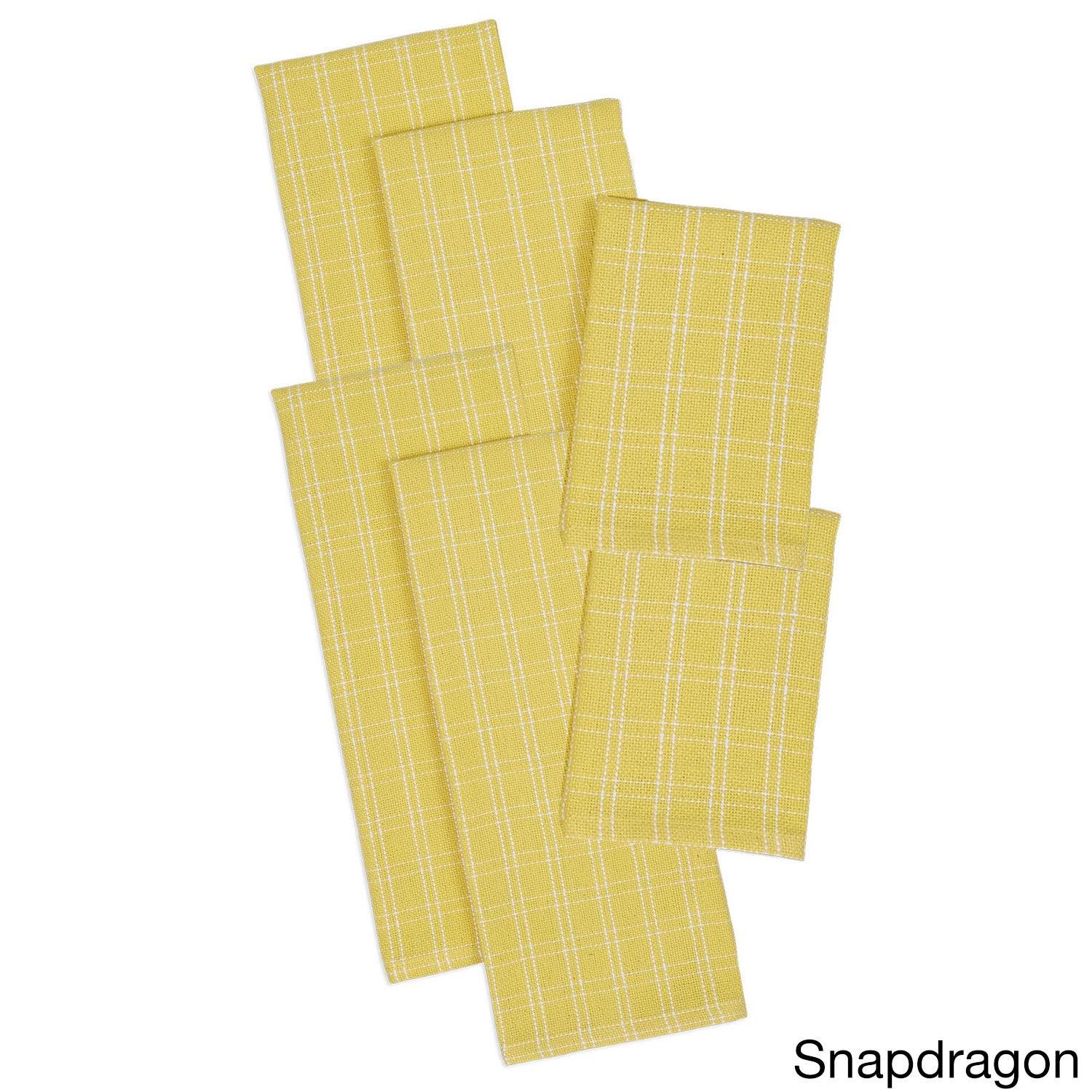 Heavyweight Dishtowel and Dishcloth Set of 6, Yellow, Multi S7537